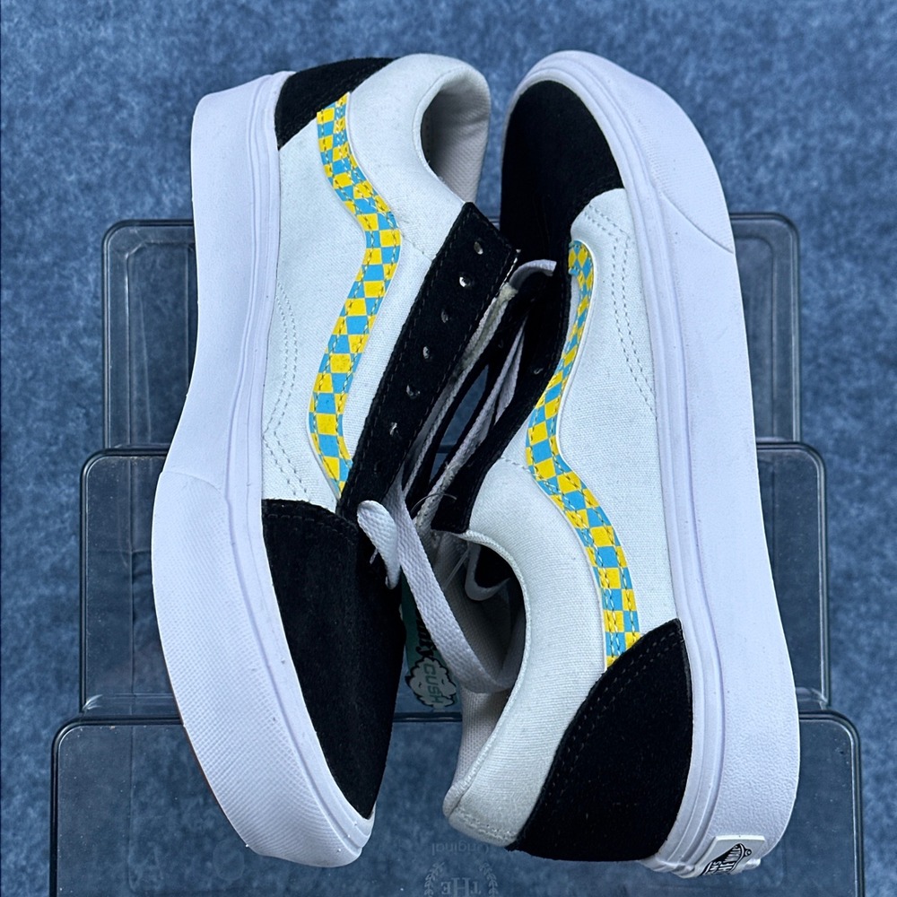 Vans Old Skool ComfyCush Black White Checkered Stripe Mens 6.5 Womens 8.0